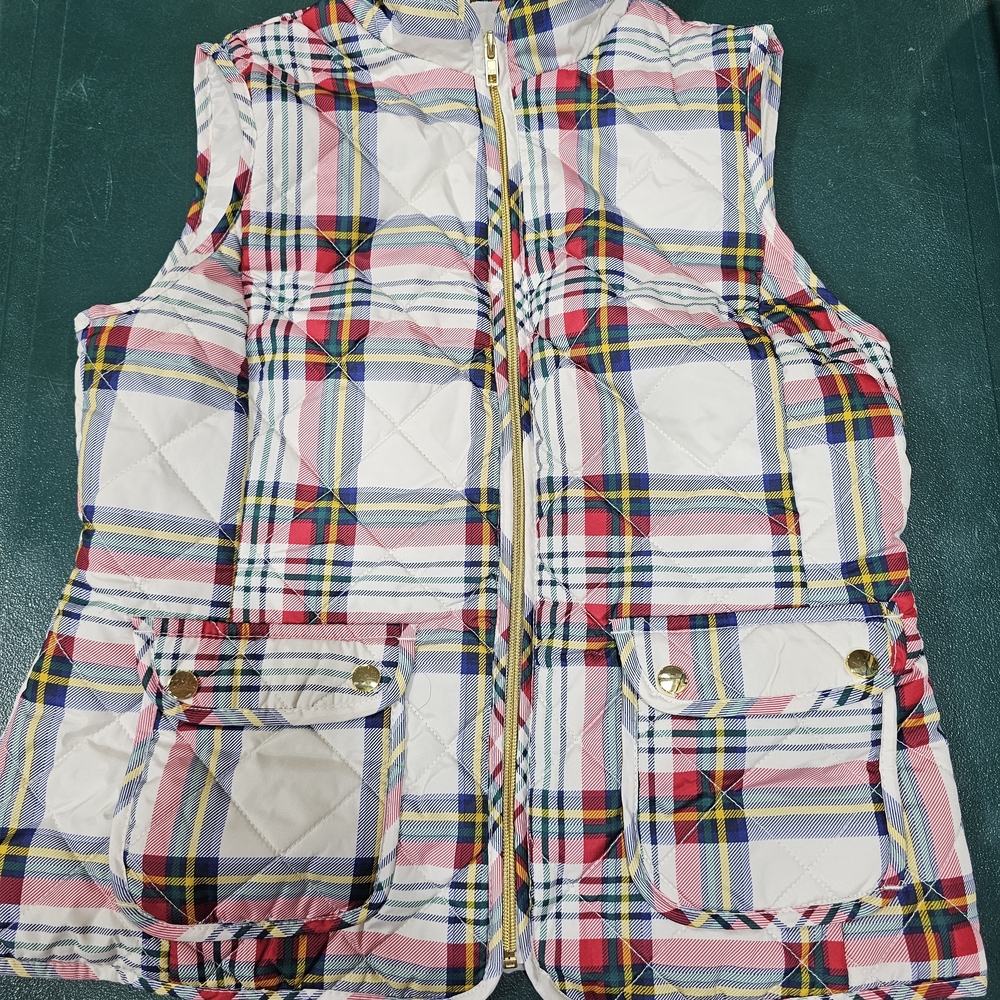 Women's Plaid Quilted Vest with Pockets